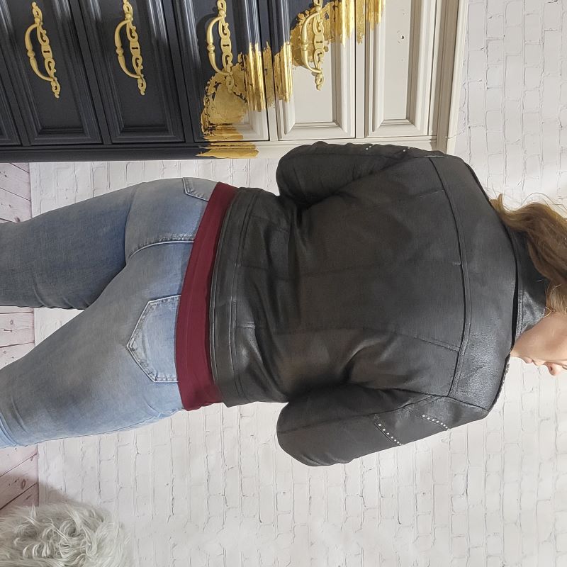 Franky Lyman Faux Suede Moto Jacket 233824u