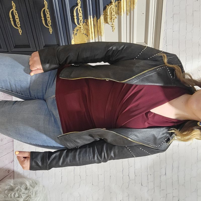 Franky Lyman Faux Suede Moto Jacket 233824u