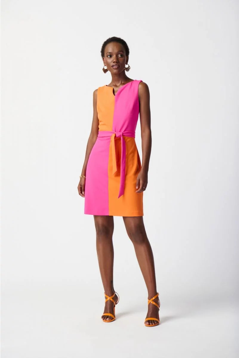 Joseph Ribkoff - Ultra Pink/Mandarin Color Block Dress Style 241193