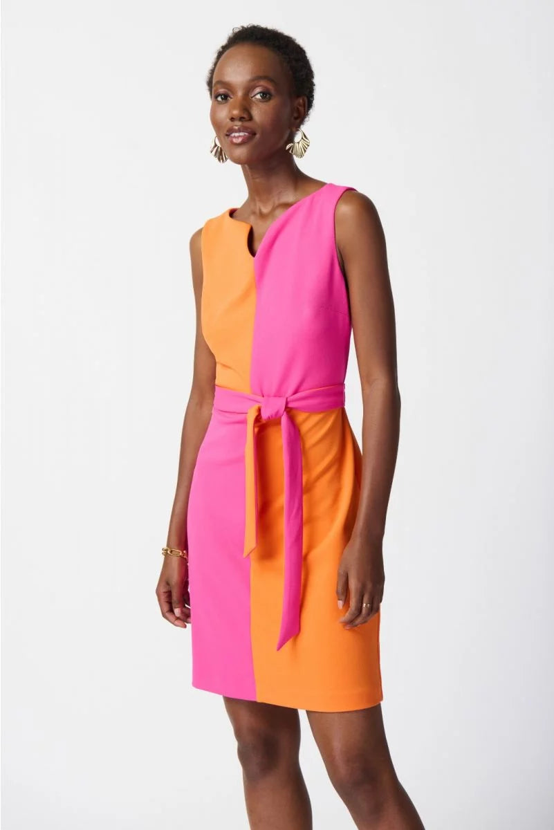 Joseph Ribkoff - Ultra Pink/Mandarin Color Block Dress Style 241193