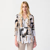 Joseph Ribkoff Abstract Print Zip Tunic Top Vanilla Multi 231310