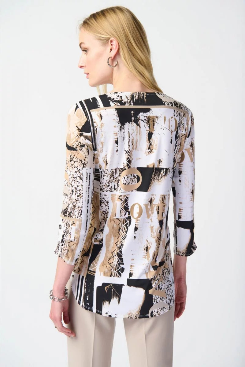 JOSEPH RIBKOFF Vanilla/Multi Boxy Tunic Style 241310