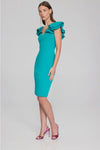 JOSEPH RIBKOFF Ocean Blue Ruffle Sheath Dress Style 241747