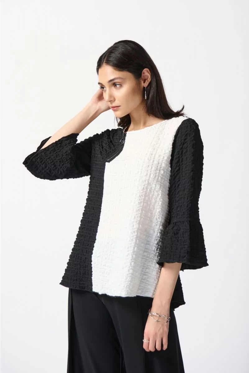 JOSEPH RIBKOFF Black/White Color-Block Tunic Style 242178