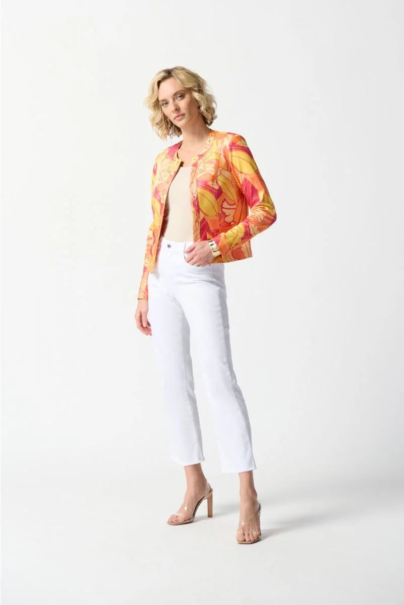 Joseph Ribkoff Pink/Multi Floral Print Fitted Jacket Style 242916