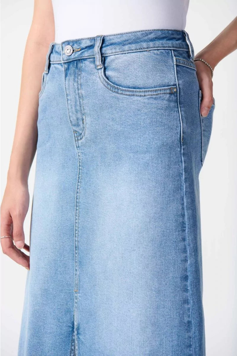 JOSEPH RIBKOFF Light Blue Denim A-Line Skirt Style 242919