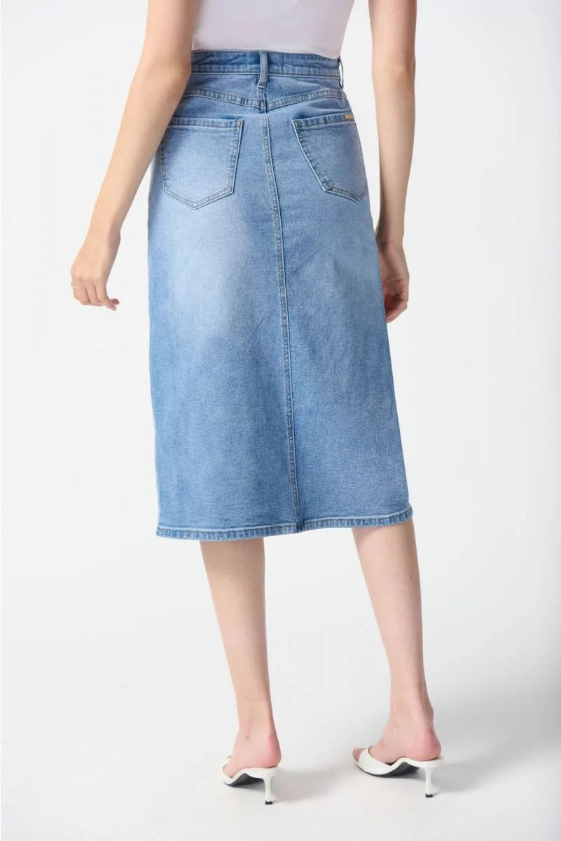 JOSEPH RIBKOFF Light Blue Denim A-Line Skirt Style 242919