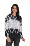 Frank Lyman Grey and White Diamond Pattern Knit Sweater - Style 243473U