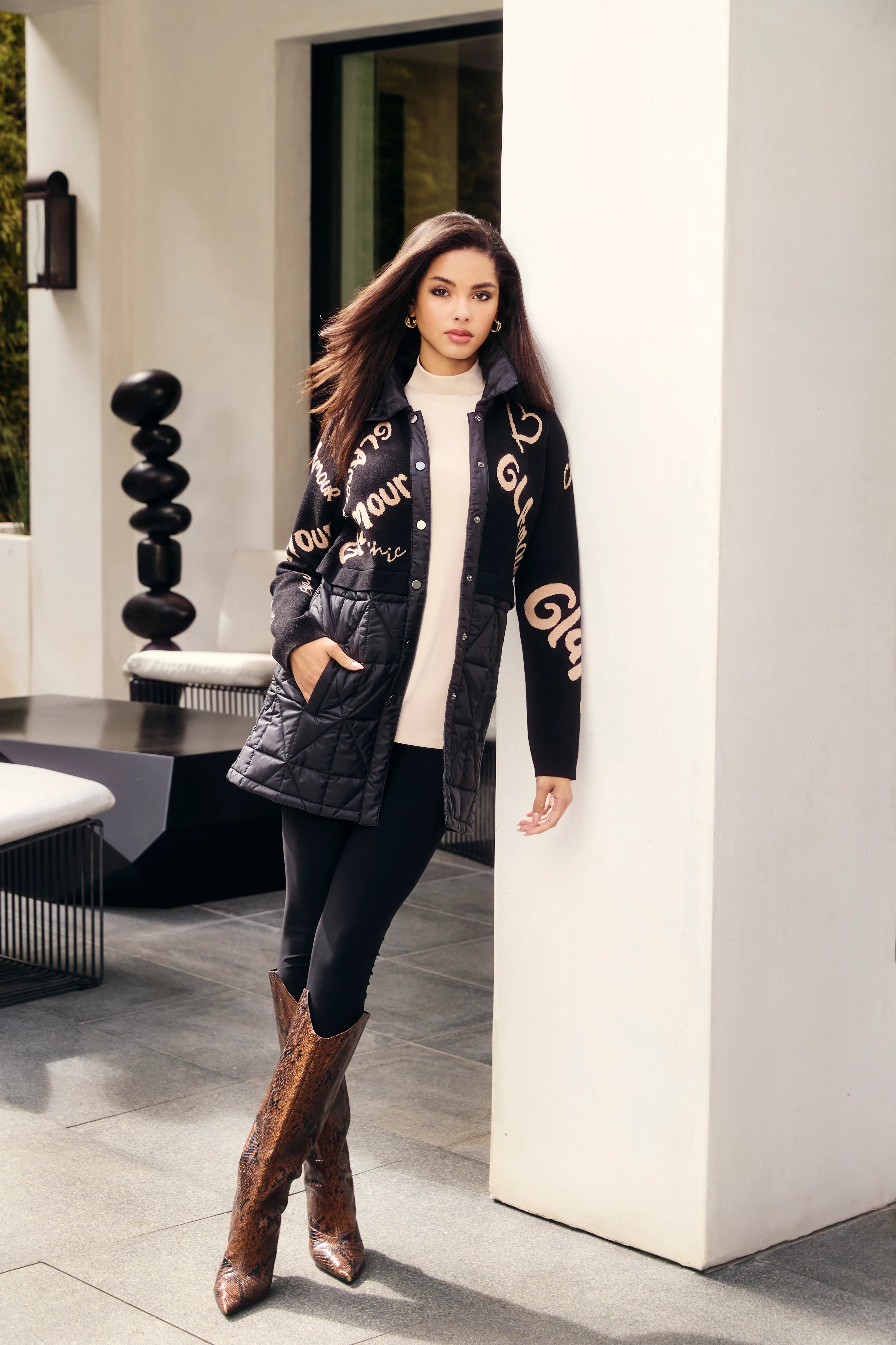 Frank Lyman Black Beige Jacket 243484U