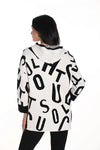 Frank Lyman Off-White/Black Sweater Top with a Hoodie Style 243505U