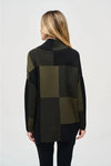 Joseph Ribkoff Iguana/Black Color-Block Jacquard Knit Pullover Style 243944