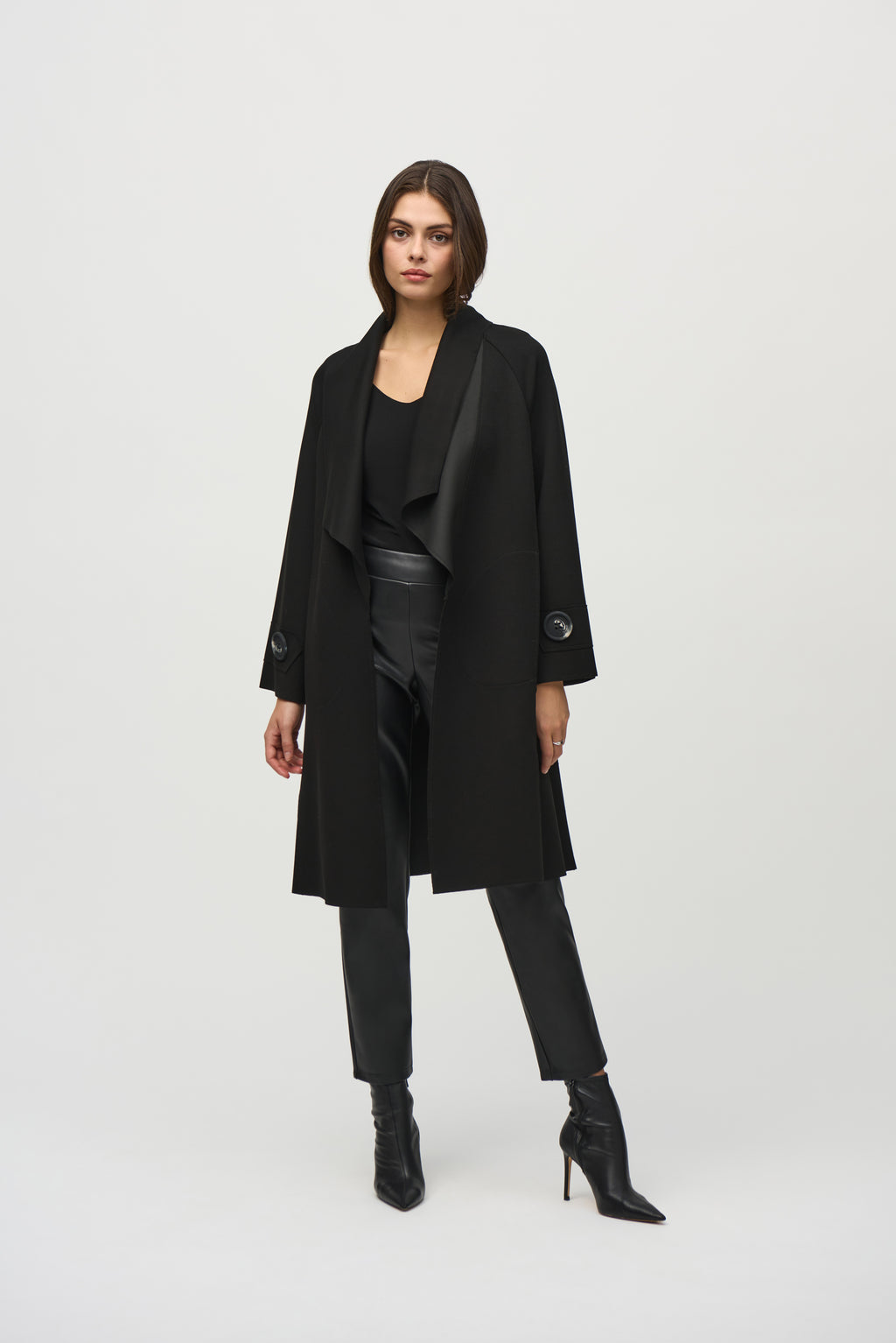 Joseph Ribkoff Scuba Jersey Shawl Collar Coat Style 244171