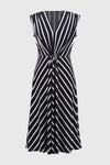 Joseph Ribkoff Sleeveless Striped V-neck Dress Style 251295