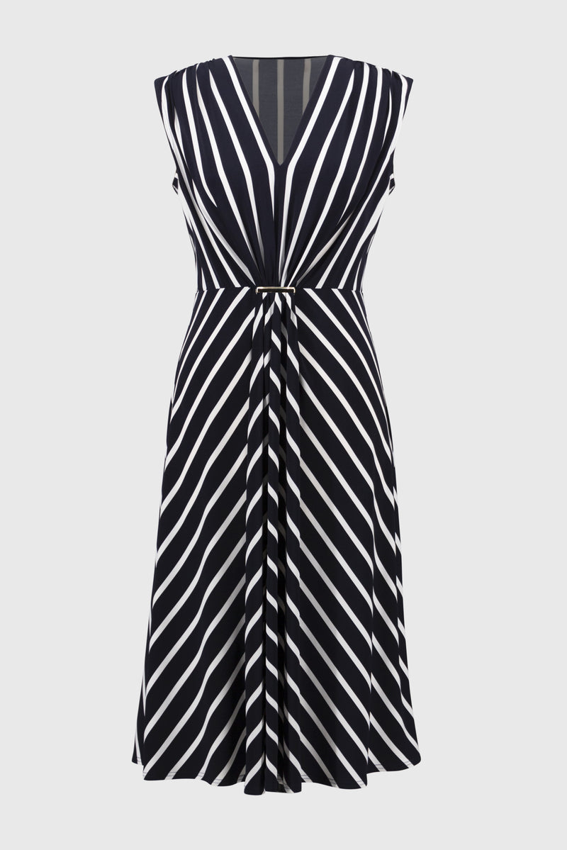 Joseph Ribkoff Sleeveless Striped V-neck Dress Style 251295