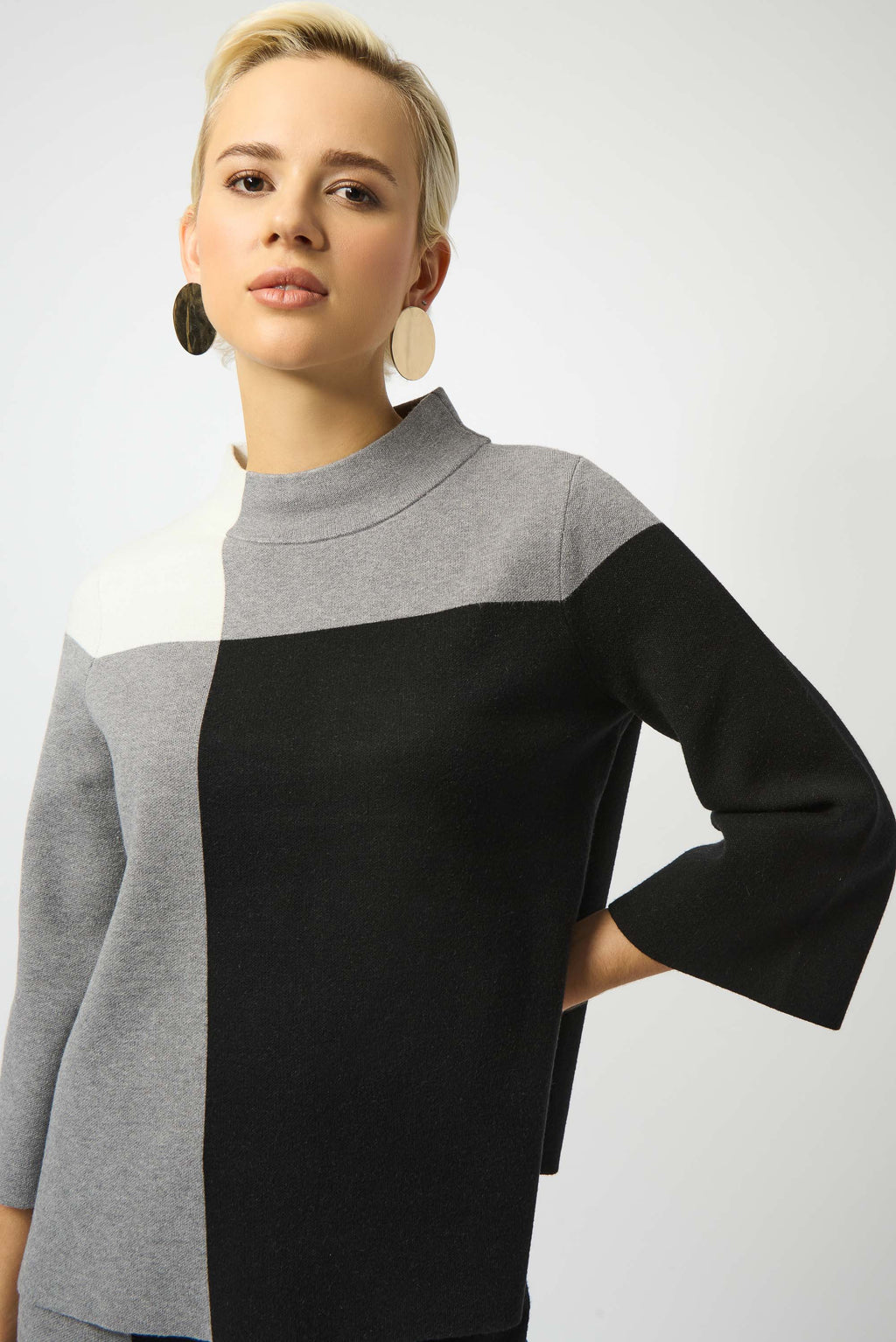 Joseph Ribkoff High Neck Color-block Pullover Style 253907