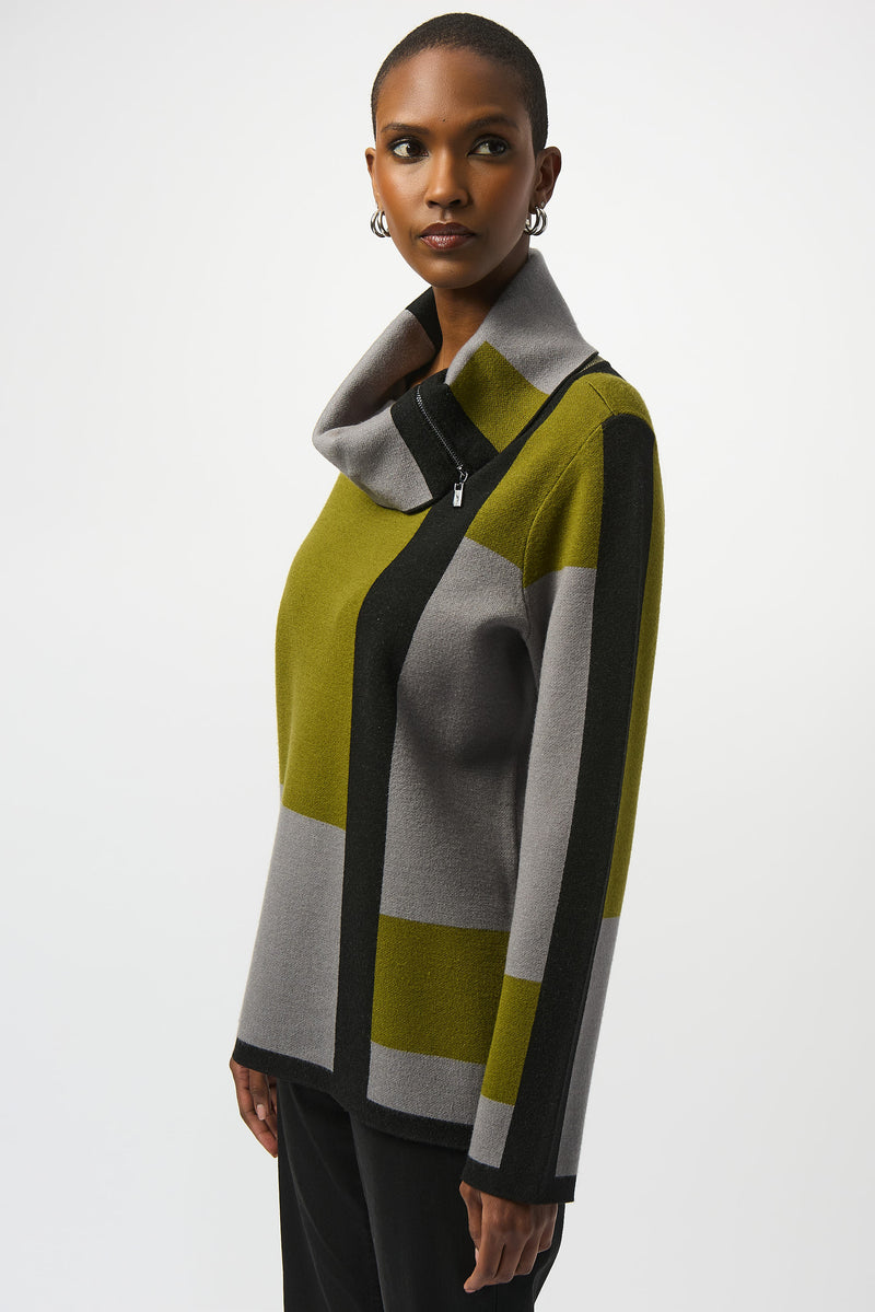 Joseph Ribkoff Geometric Cowl Neck Winter Top Style 253911