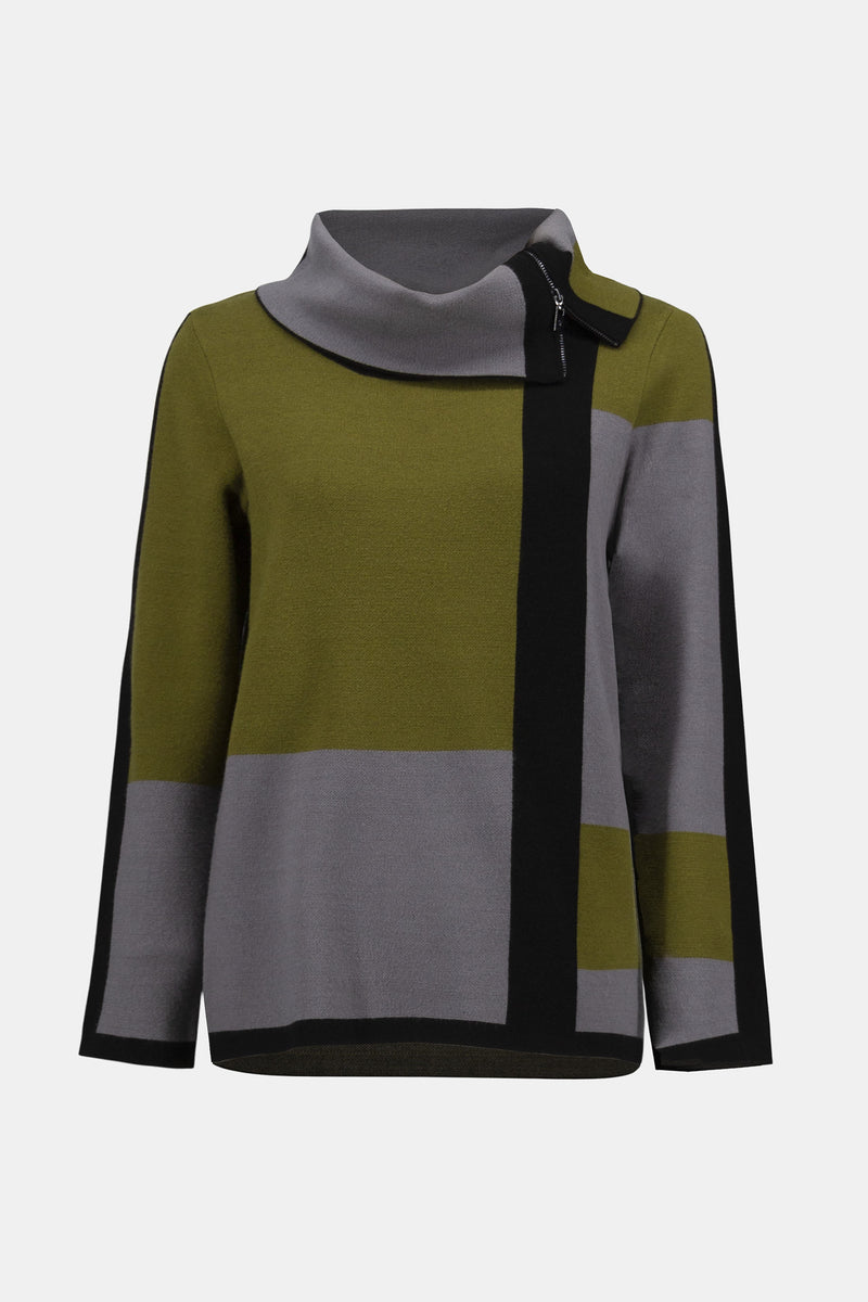 Joseph Ribkoff Geometric Cowl Neck Winter Top Style 253911