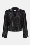 Joseph Ribkoff Edgy Leather Collared Top Style 253978
