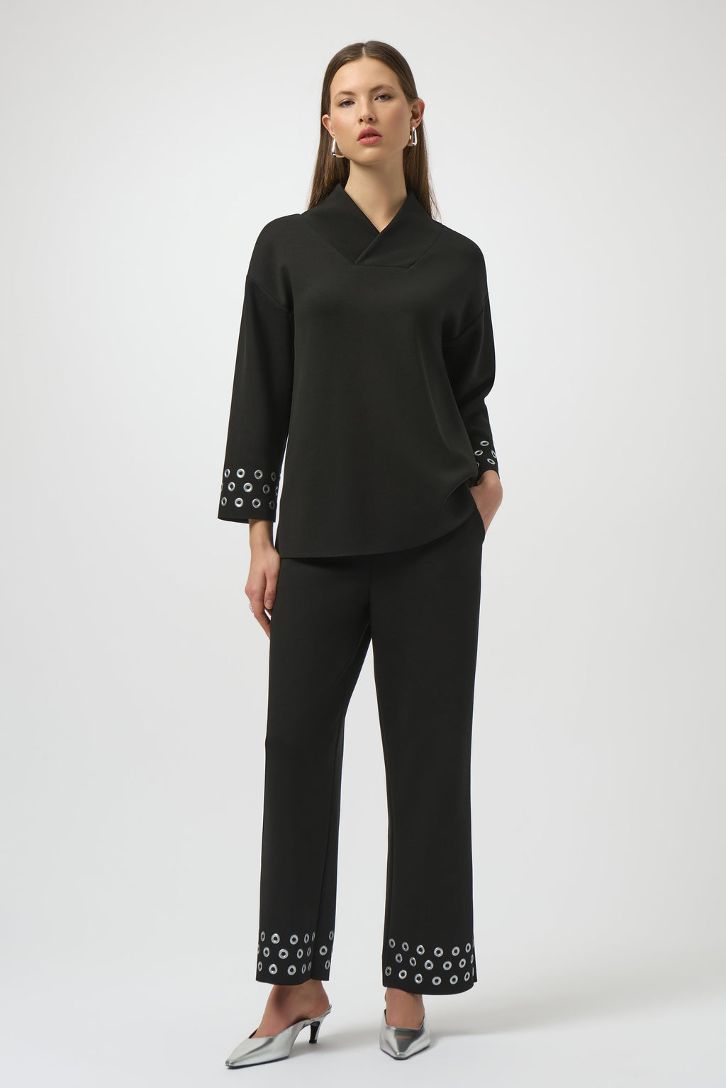 Joseph Ribkoff Embellished Casual Mid-rise Trousers Style 254094