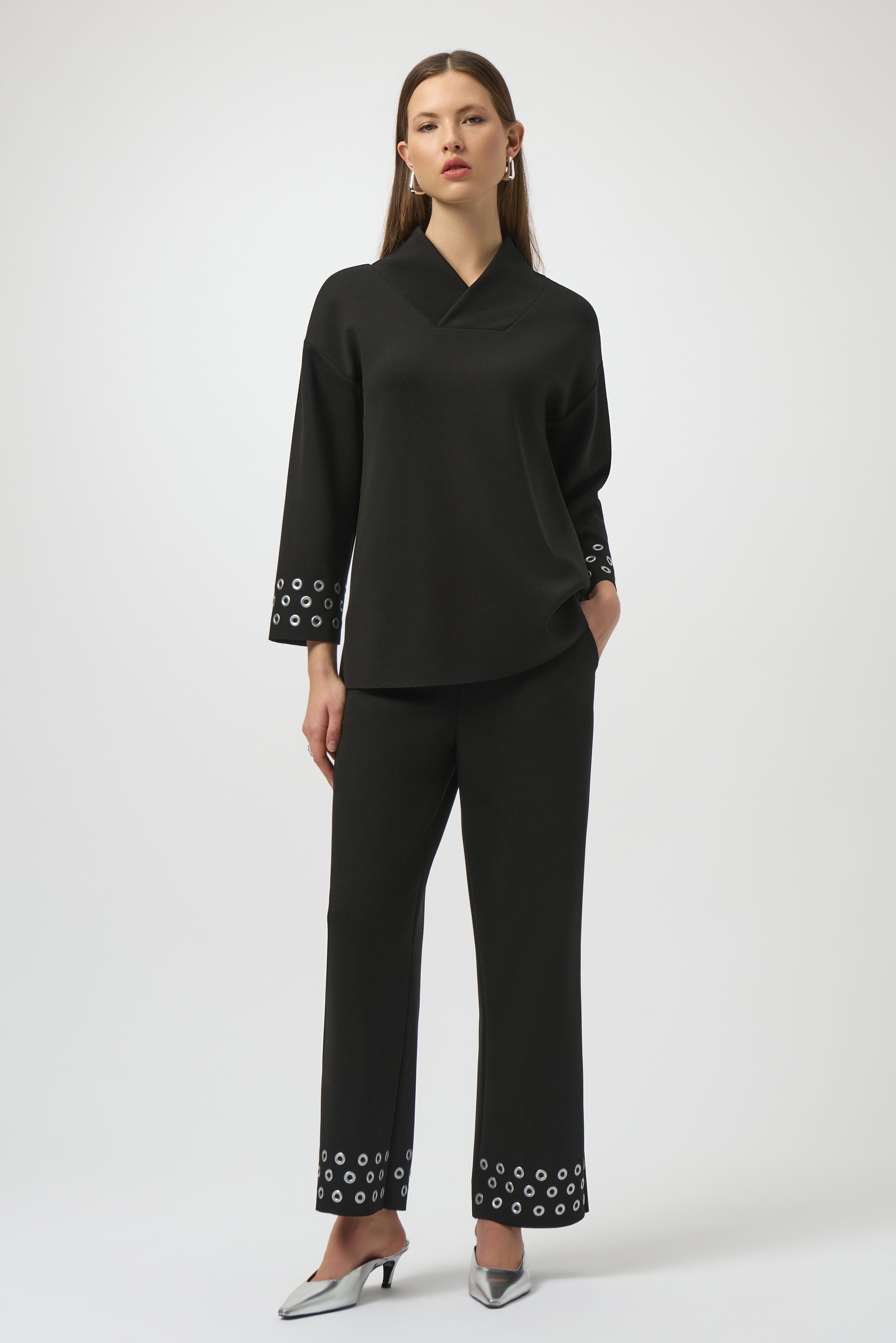 Joseph Ribkoff Embellished Casual Mid-rise Trousers Style 254094