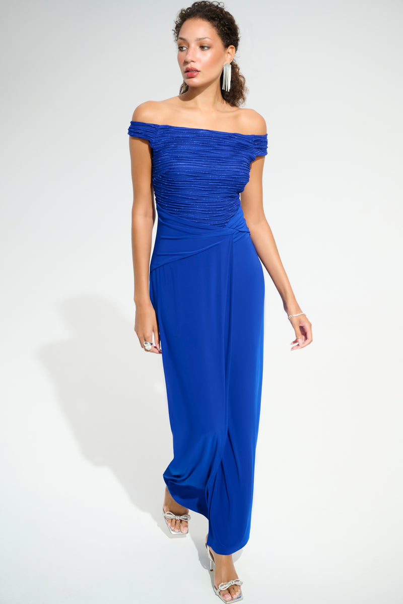 Joseph Ribkoff Elegant Off-shoulder Maxi Dress Style 261733