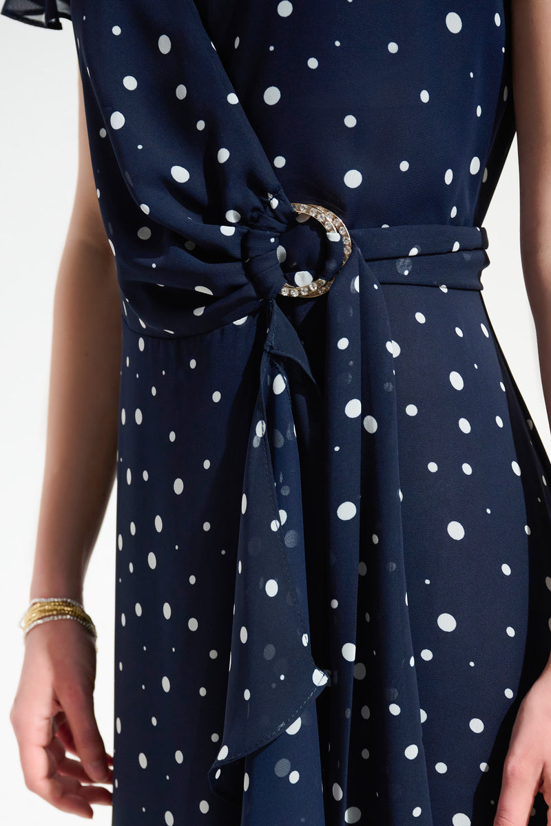 Joseph Ribkoff Polka Dot V-neck Wrap Dress Style 261739