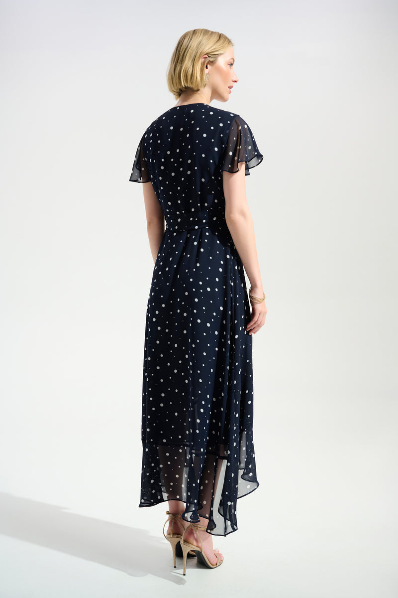 Joseph Ribkoff Polka Dot V-neck Wrap Dress Style 261739