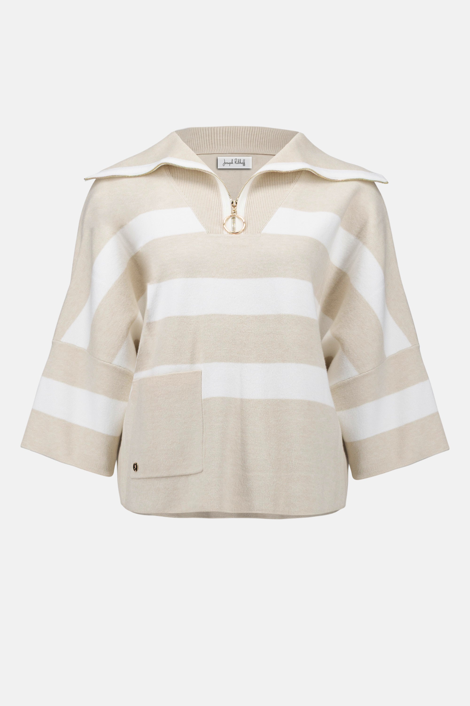 Joseph Ribkoff Striped Casual Zipper Top Style 261983