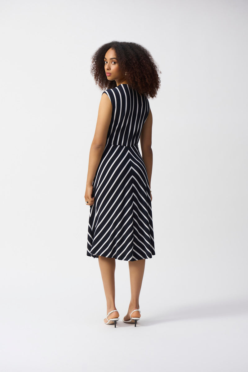 Joseph Ribkoff Sleeveless Striped V-neck Dress Style 251295