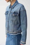 Joseph Ribkoff Casual Denim Jacket With Frayed Hem Style 251953