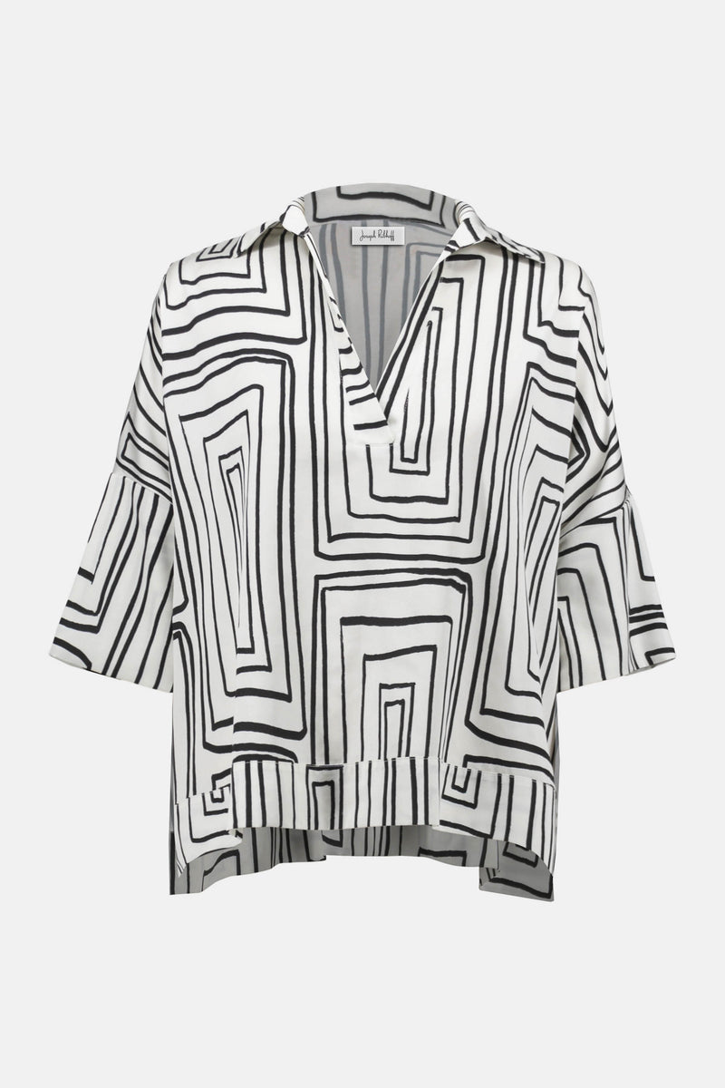 Joseph Ribkoff Satin Geometric Print Boxy Top Style 252060