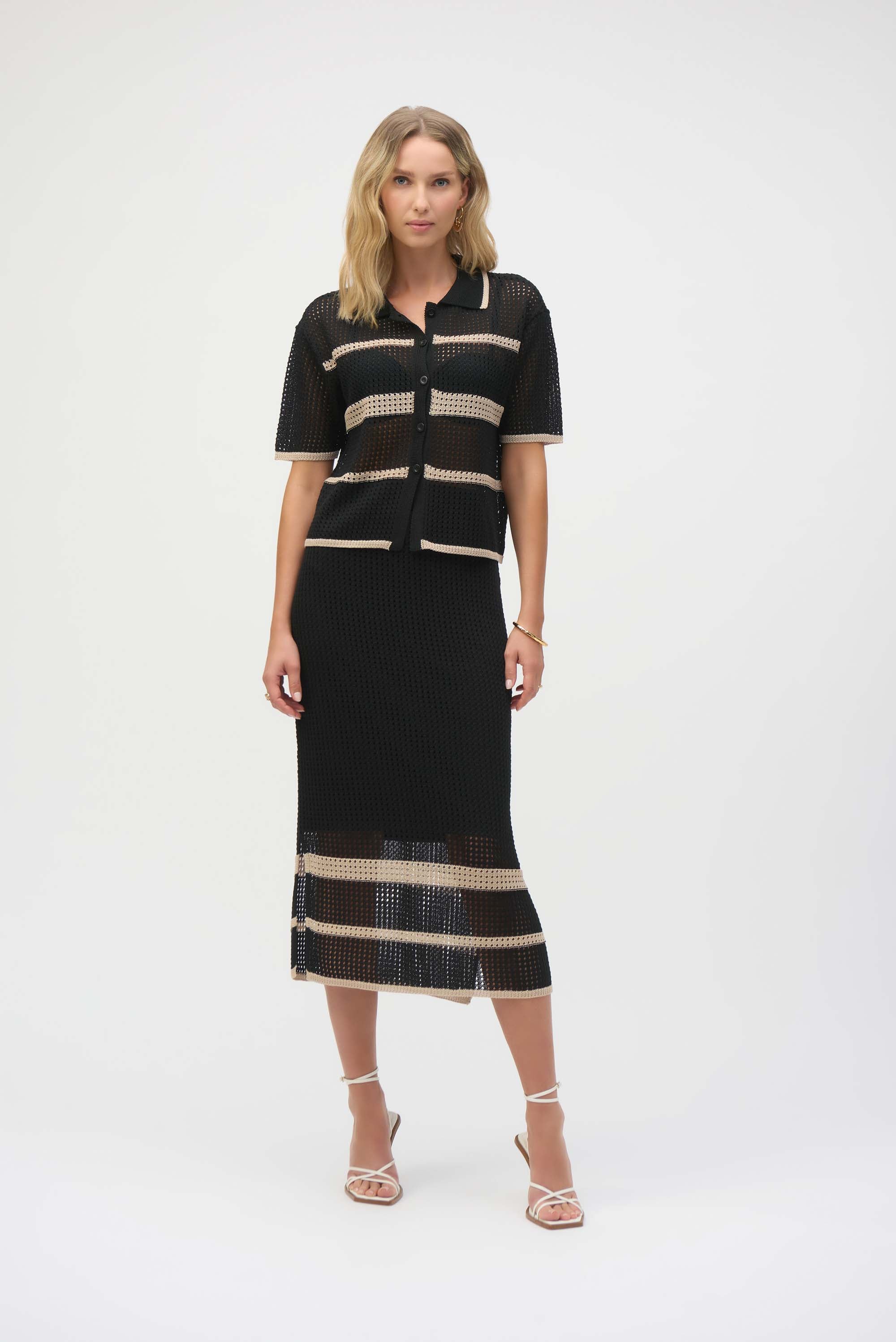 Joseph Ribkoff Striped Cropped Casual Shirt Style 252924