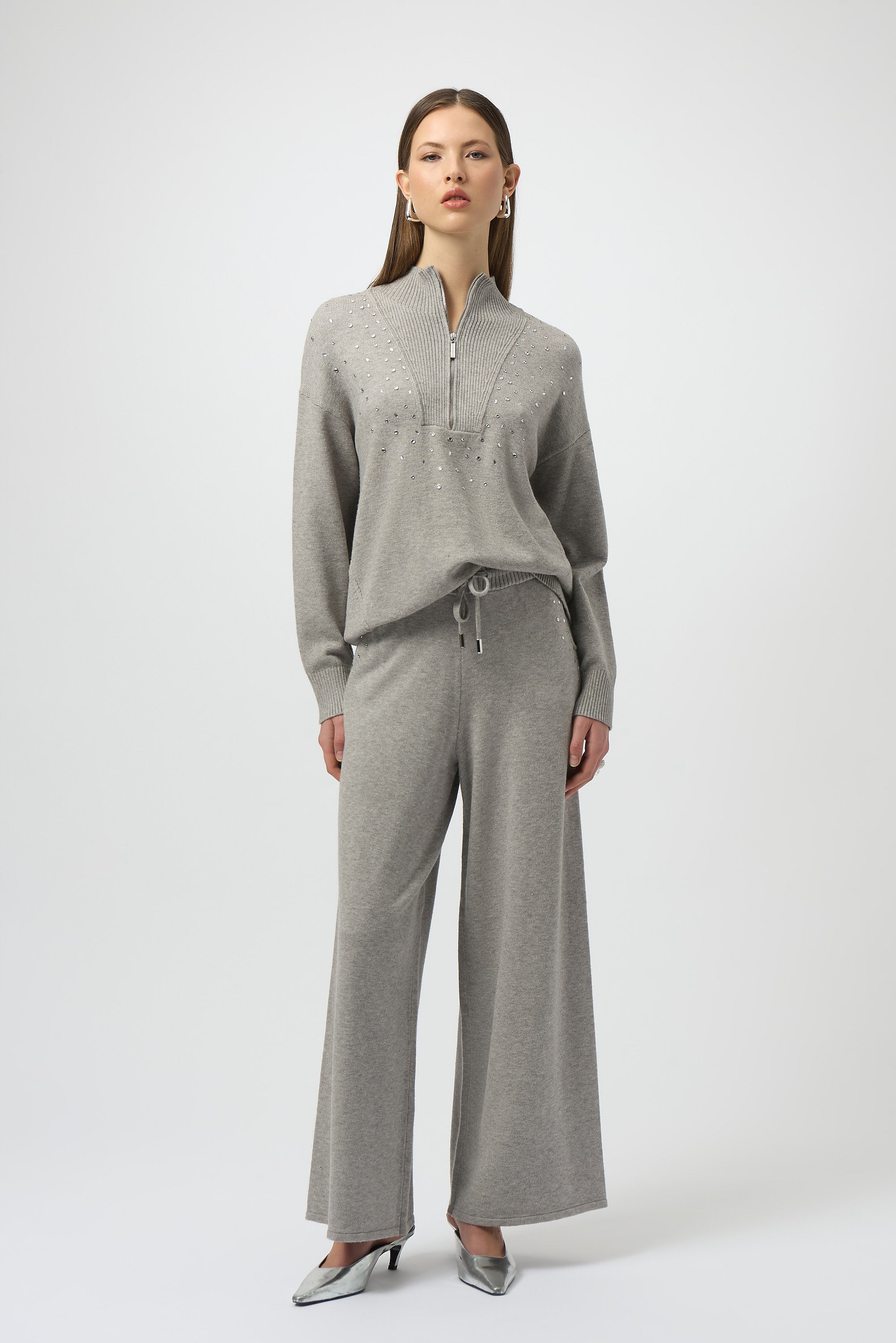 Joseph Ribkoff Rhinestone Mock Neck Sweater Pullover Style 254933