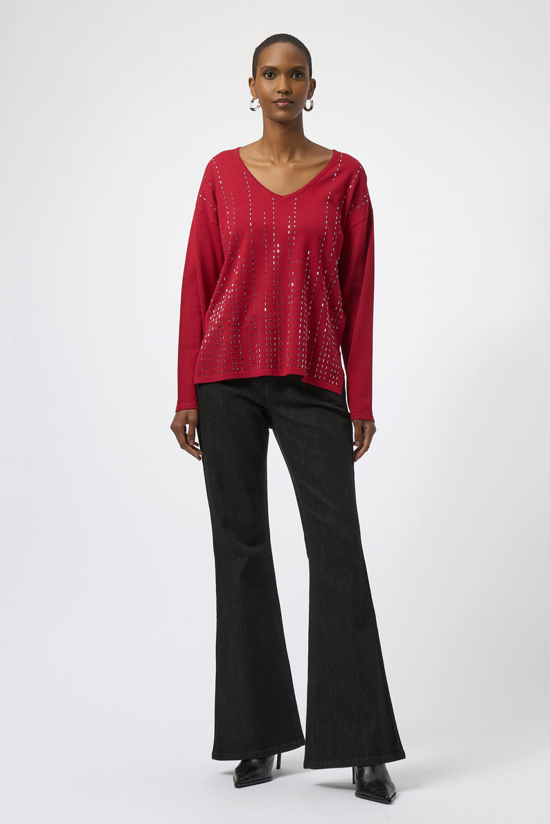 Joseph Ribkoff V-neck Pullover With Jewel Style 254966