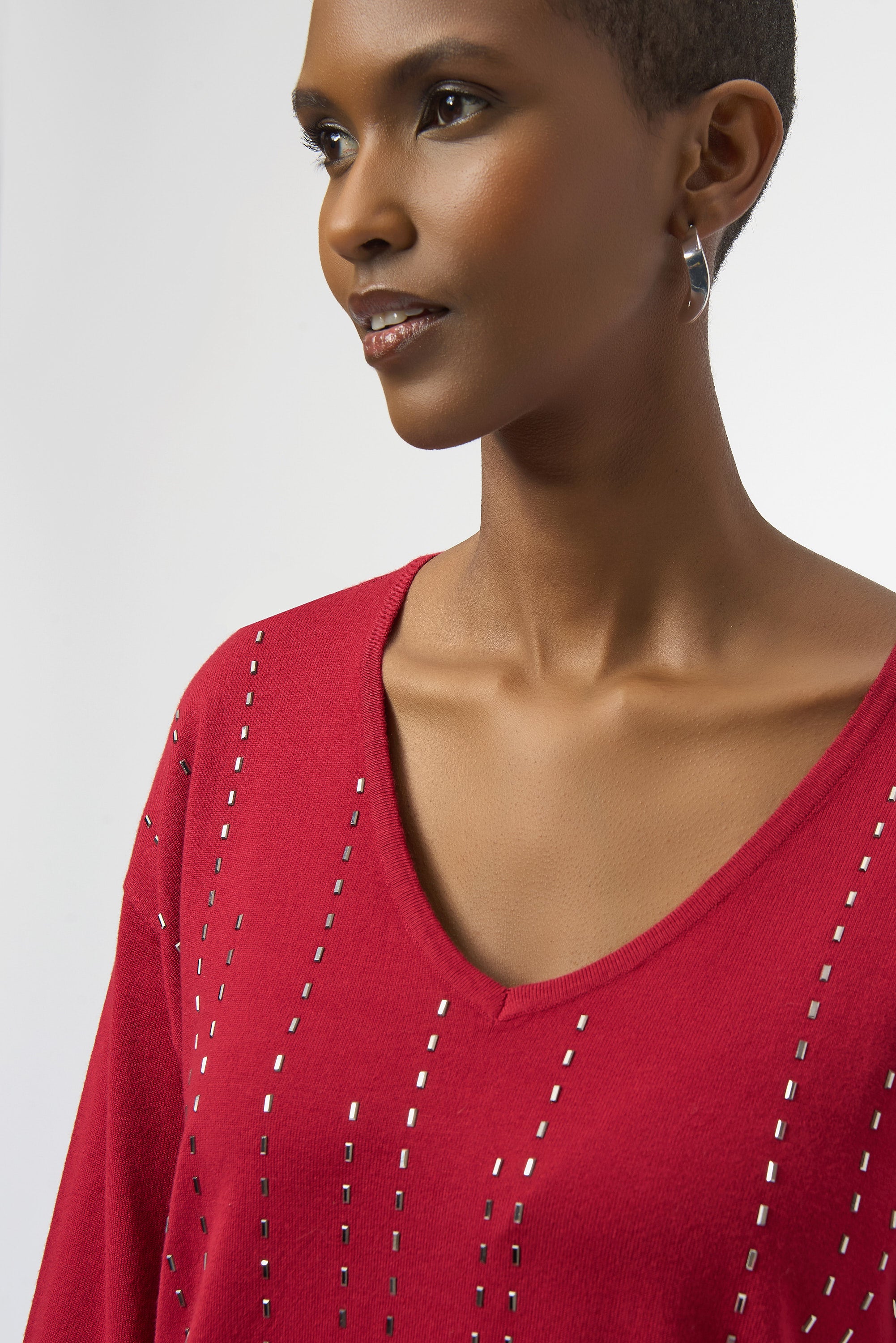 Joseph Ribkoff V-neck Pullover With Jewel Style 254966