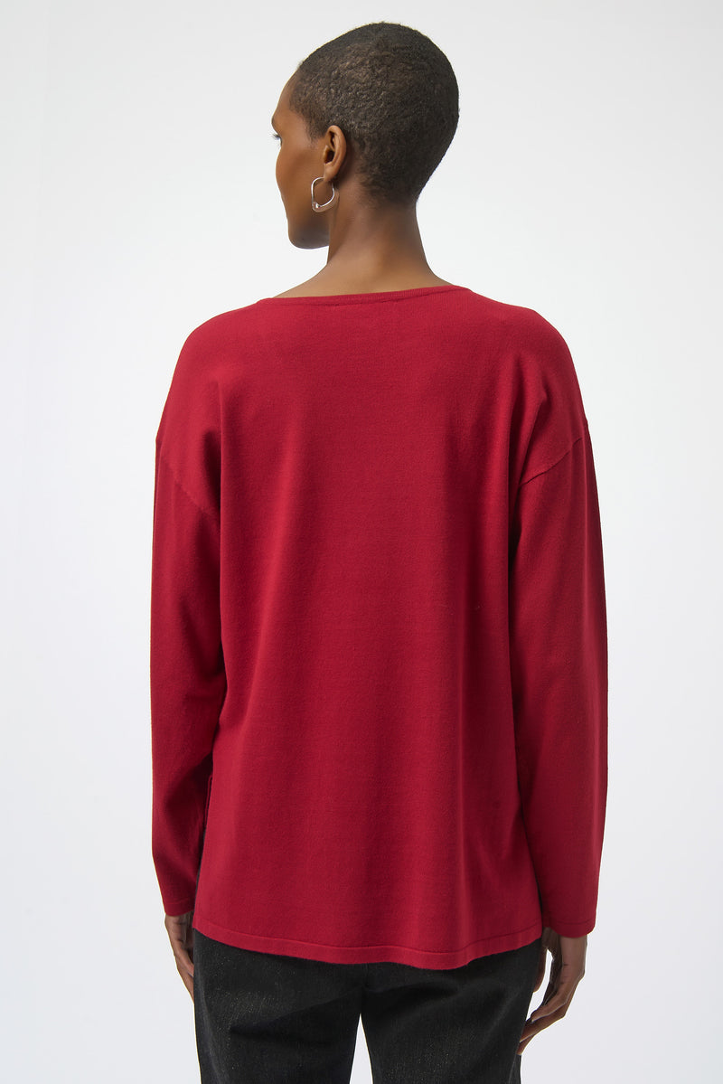 Joseph Ribkoff V-neck Pullover With Jewel Style 254966
