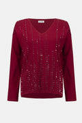 Joseph Ribkoff V-neck Pullover With Jewel Style 254966