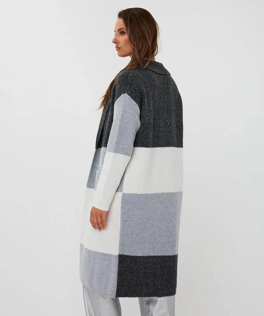 Esqualo Long Cardigan with Block Design 2518507