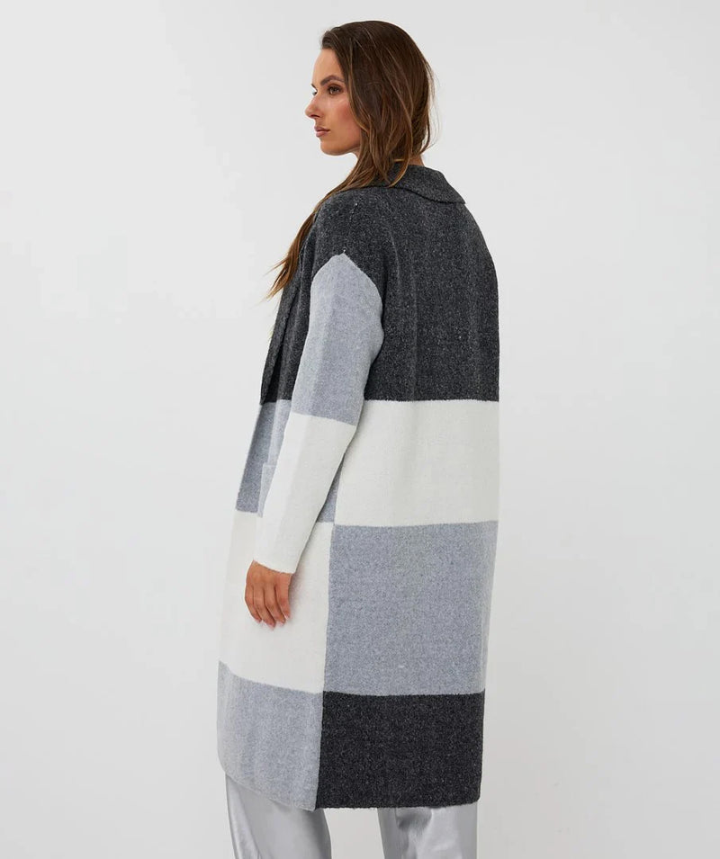 Esqualo Long Cardigan with Block Design 2518507