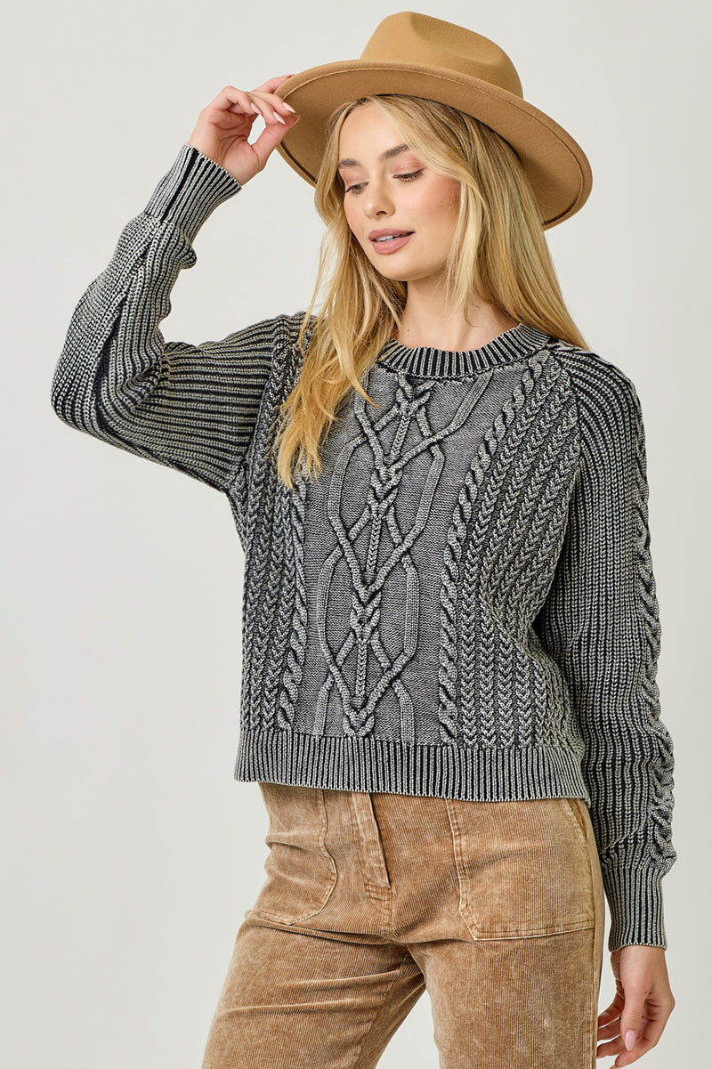 Mystree Washed Cable Sweater 61162
