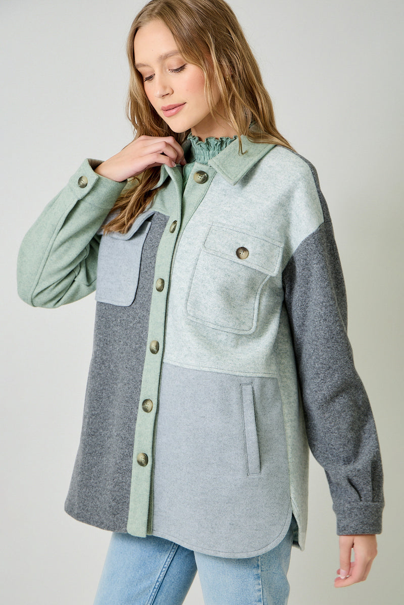 Mystree Color Blocked Shacket 61257