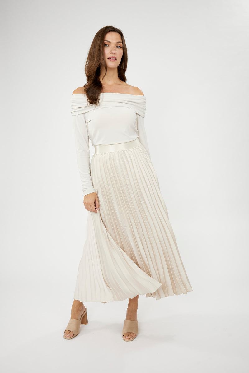 Frank Lyman Pleated High-waist Midi Skirt Style 244128