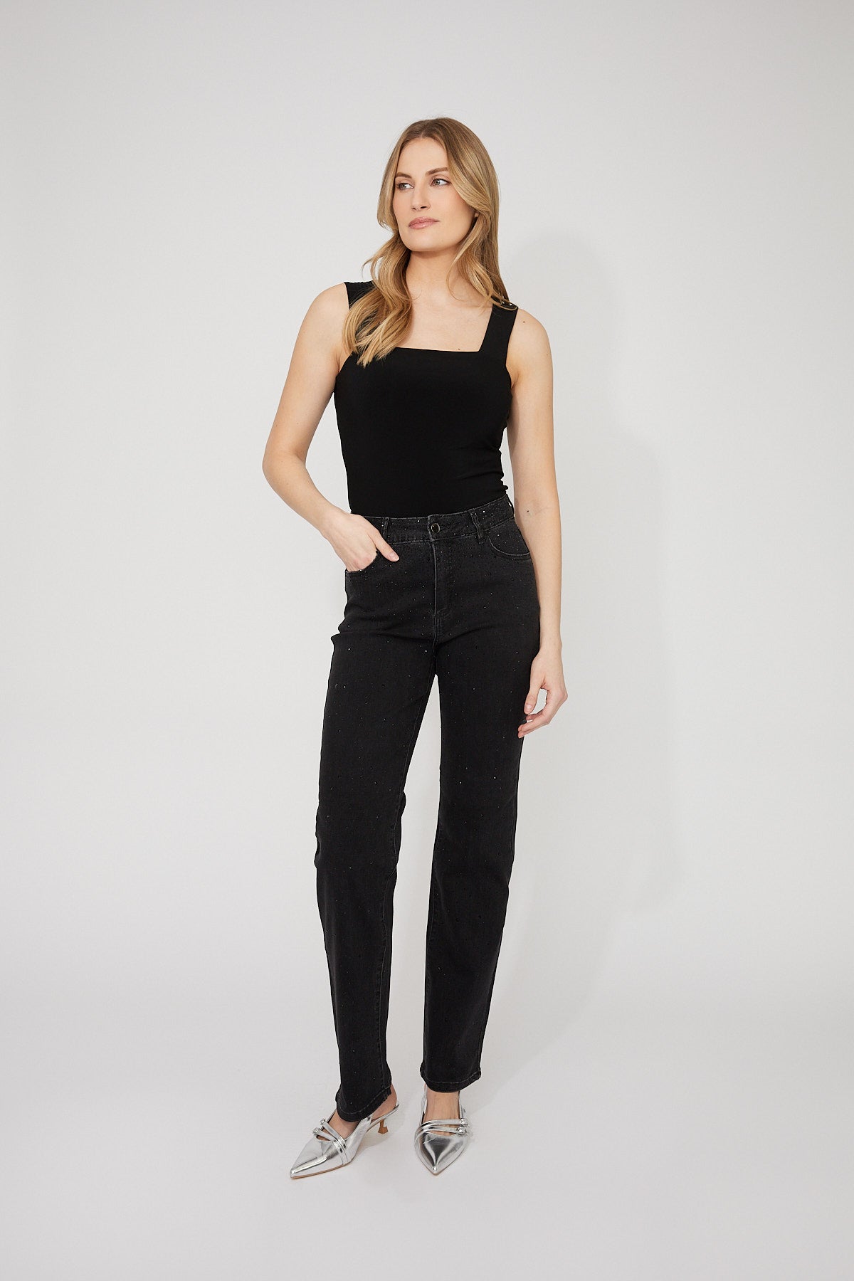 Frank Lyman Sparkle High-waisted Slim Jeans Style 253736