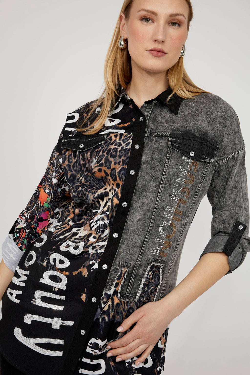 Frank Lyman Animal Print Long Sleeve Shirt Style 253749