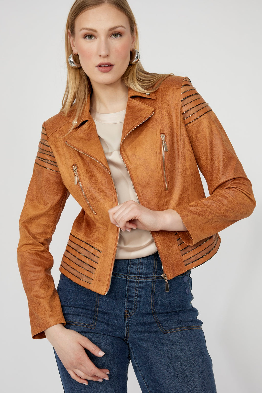 Frank Lyman Leather Biker Jacket Style 253817
