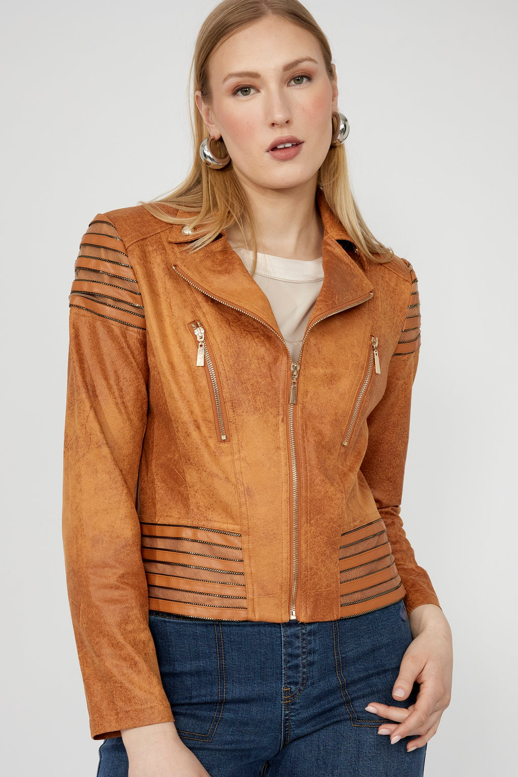Frank Lyman Leather Biker Jacket Style 253817