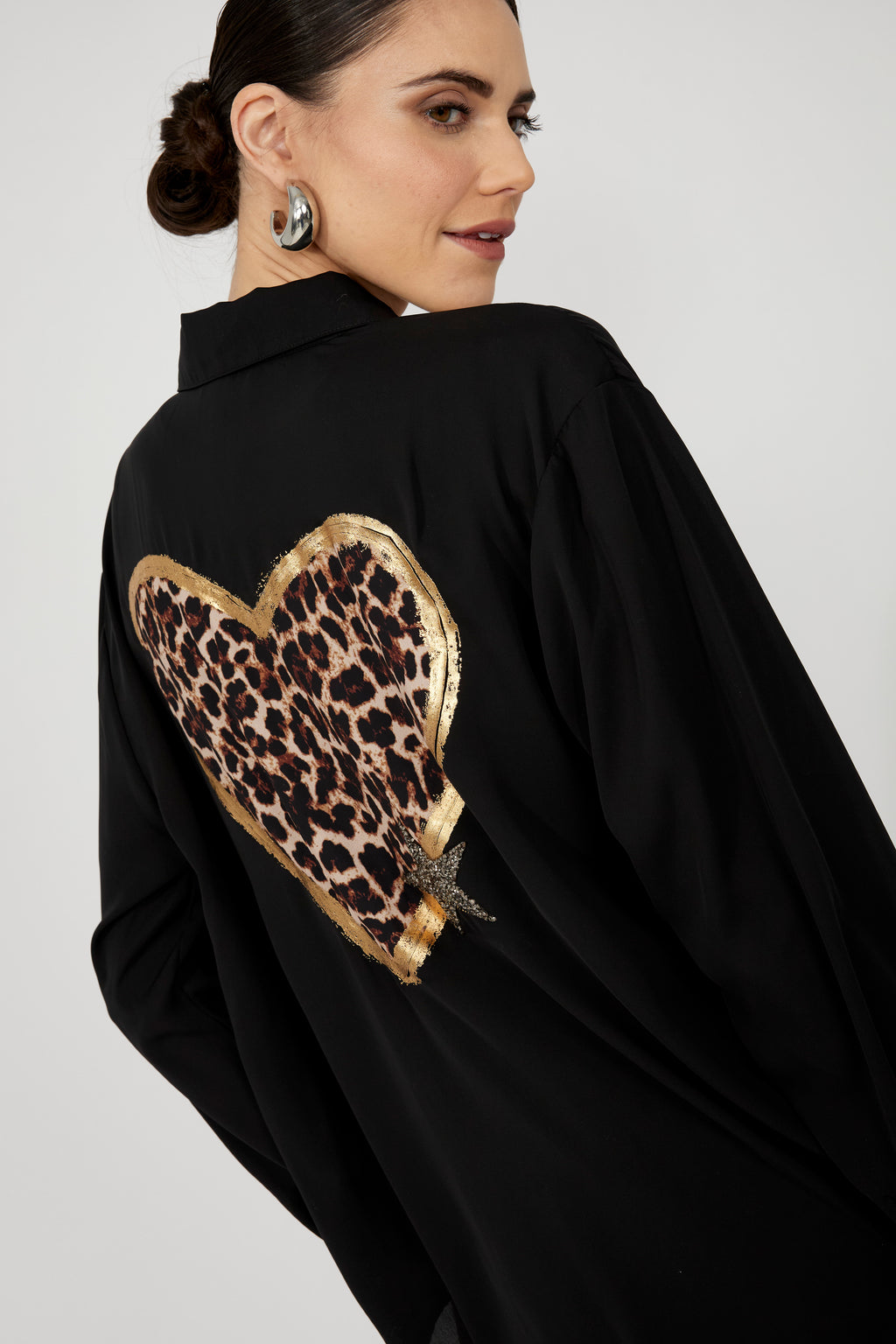 Frank Lyman Leopard Jewel Button Blouse Style 253829