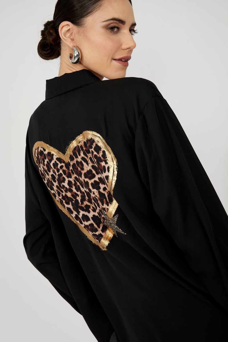 Frank Lyman Leopard Jewel Button Blouse Style 253829