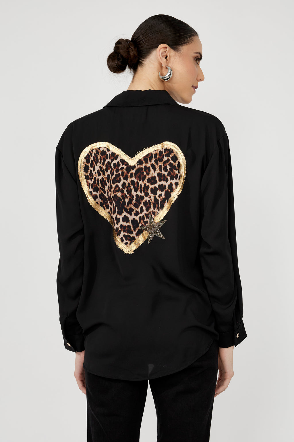 Frank Lyman Leopard Jewel Button Blouse Style 253829