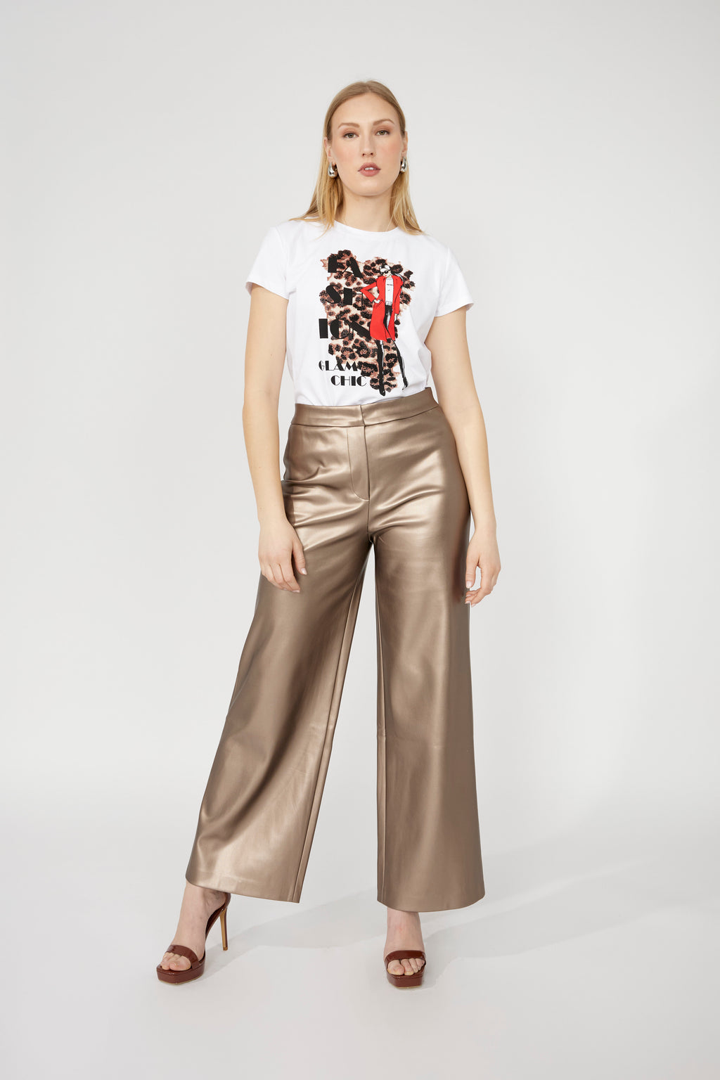 Frank Lyman Metallic High-waisted Trousers Style 253875